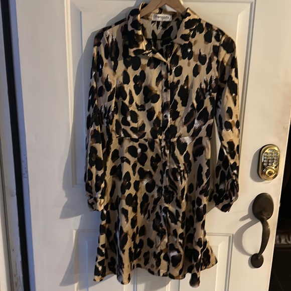 Impressions Leopard Button Front Dress - Picture 1 of 3